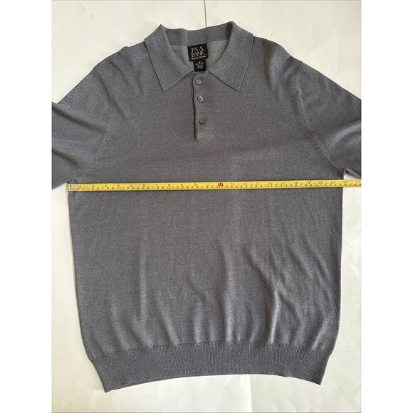 Mens Jos A Banks Gray 100% Silk LS 3 Button Lightweight Polo Sweater Size M - Picture 4 of 6